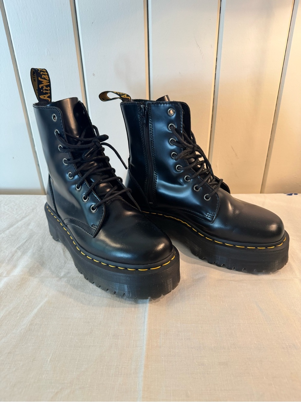 Dr. Martens Jadon Black Leather Platform Combat Boots Women’s 9 EU 41